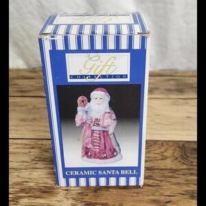 1998 Heritage Pottery Gift Collection Ceramic Santa Bell